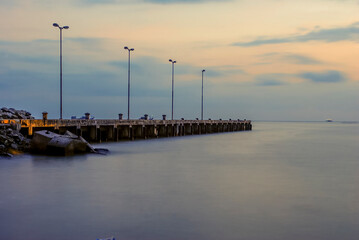 morning view at a harbor in Rembang, Central Java, Indonesia