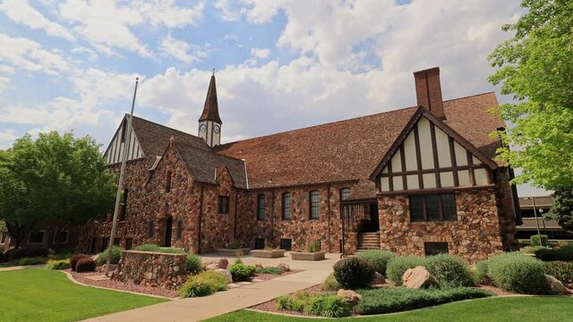 Sunny exterior view of The Church of Jesus Christ of Latter-Day Saints