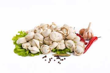 dumplings with meat on a white background
