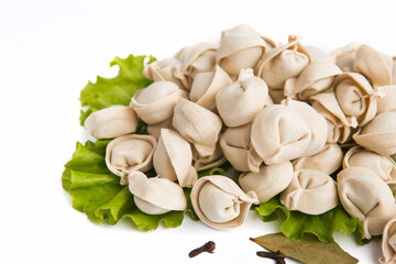 dumplings with meat on a white background