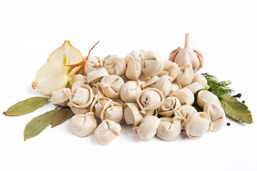 dumplings with meat on a white background