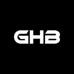 GHB letter logo design with black background in illustrator, vector logo modern alphabet font overlap style. calligraphy designs for logo, Poster, Invitation, etc.