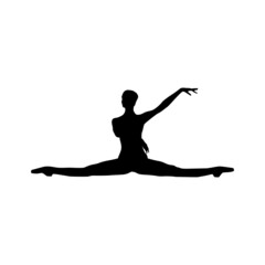 Fototapeta premium Ballet dancer woman silhouette vector illustration black and white