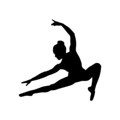 Fototapeta premium Ballet dancer woman silhouette vector illustration black and white