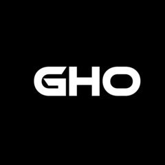 GHO letter logo design with black background in illustrator, vector logo modern alphabet font overlap style. calligraphy designs for logo, Poster, Invitation, etc.