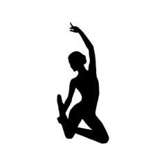 Ballet dancer woman silhouette vector illustration black and white