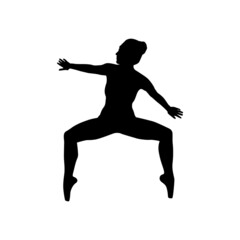 Ballet dancer woman silhouette vector illustration black and white
