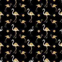 Art Deco Flamingo Seamless Pattern Design