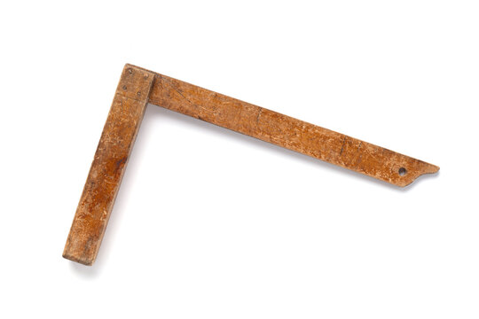Wooden setsquare tool for worker isolated on white background