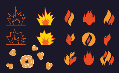 Cartoon Bomb explosion vector. Animation explosions, bomb detonation and atomiccloud comics