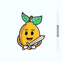 Cute illustration of lemons carrying swords,vector eps 10