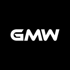 GMW letter logo design with black background in illustrator, vector logo modern alphabet font overlap style. calligraphy designs for logo, Poster, Invitation, etc.