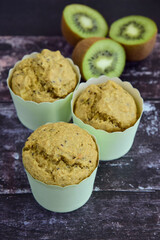Homemade vegan kiwi muffins 