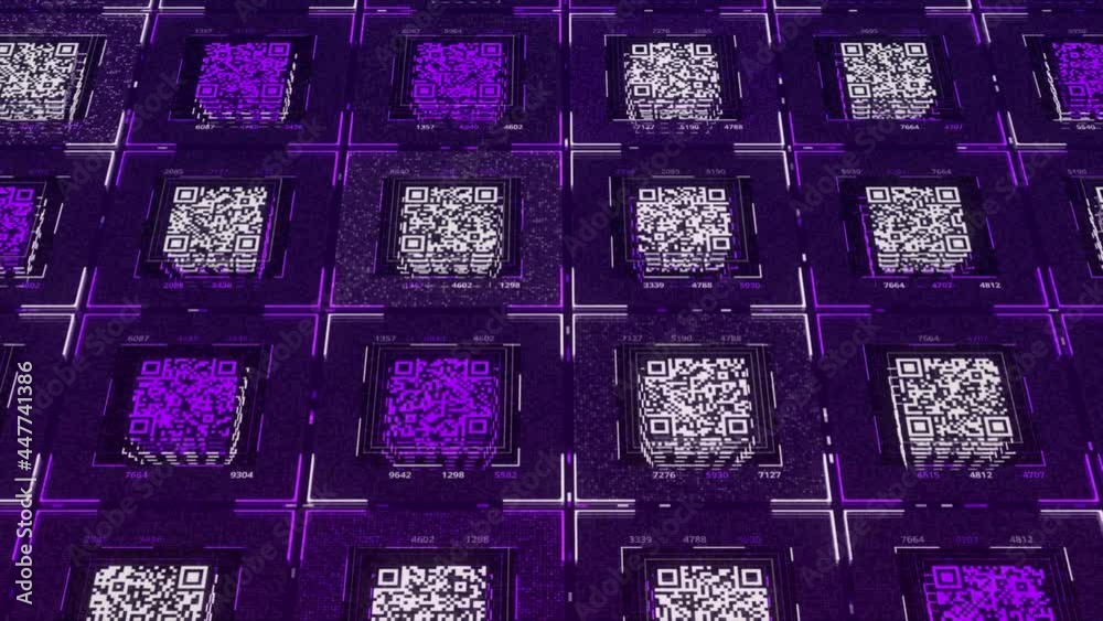Aufkleber database and computer network concept, seamless loop. animation. parallel rows of small square shape