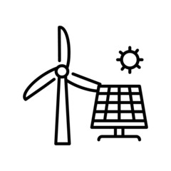 Solarpower Vector Line Icon Design