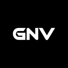 GNV letter logo design with black background in illustrator, vector logo modern alphabet font overlap style. calligraphy designs for logo, Poster, Invitation, etc.