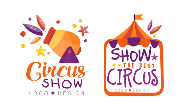 The Best Circus Show Logo Original Design Set, Festival Event Hand Drawn Labels Badges Vector Illustration