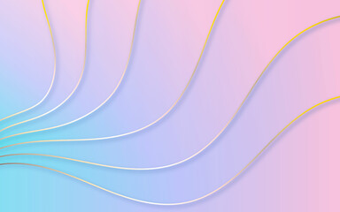 abstract colorful gradient background illustration with golden curve wavy line