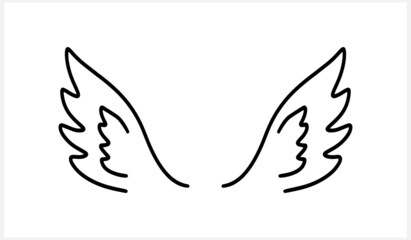 Doodle Wings clipart isolated on white. Bird or angel symbol. Vector stock illustration. EPS 10
