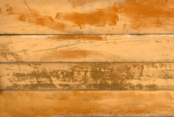 Old grunge dark painted textured wooden background , yellow brown wood texture , top view teak wood paneling
