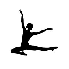 Fototapeta premium Dancer woman silhouette vector illustration black and white