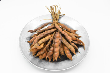 Myanmar or Burmese traditional street food, boiled pea bunch.