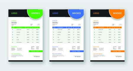 Professional simple modern business invoice template Vector