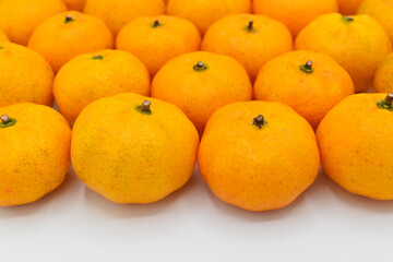 Mandarin oranges images with text space. Isolated on white