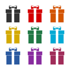 Gift box color icon set