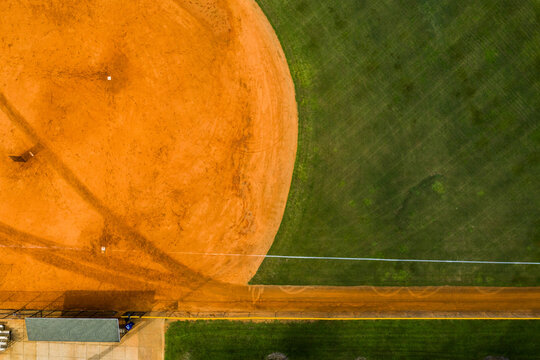 Aerial view of a baseball field from top in North County Regional Park, Florida, United States.