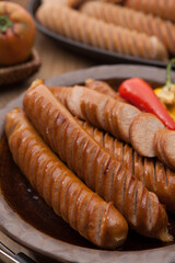 Delicious sausage on a plate.