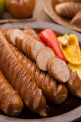 Delicious sausage on a plate.