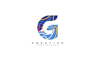 Letter G Abstract Pop Art Trendy Acrylic Fluid Vector Logo