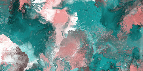 Natural fluid art paint marbling background, Modern abstract colorful background, Trendy and fantasy wallpaper, Mixture of colors creating transparent wave and golden swirls, Modern artwork background