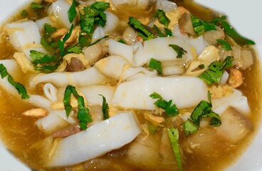 Myanmar homemade Lor Mee recipe. Lor mee is a Chinese, Indonesian or Malaysian noodle dish.