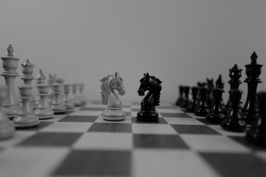 Black and White image of wooden chess pieces by OGphoto  Cool wallpapers  black and white, Black and white picture wall, Black and white photo wall