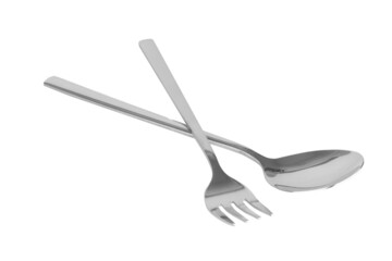 fork spoon silver isolated on white background