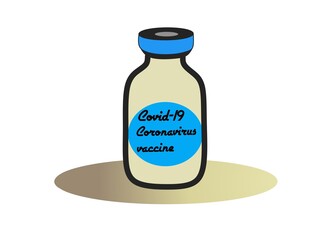 Corona virus vaccine bottle vector.