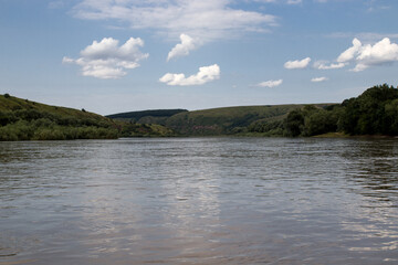 Dniester river and sky with clouds