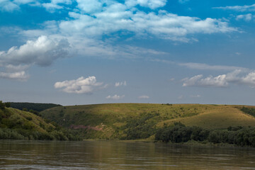 Fototapeta premium Dniester river and sky with clouds
