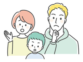 illustration of thinking parents and son
