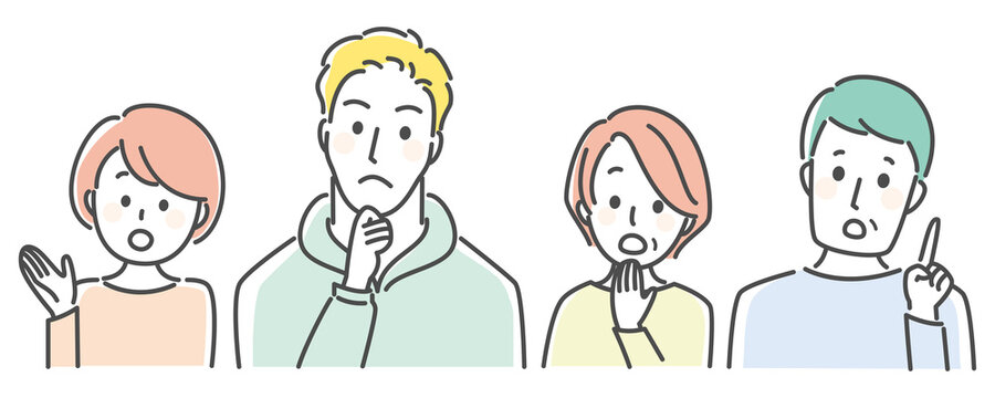 illustration of four people thinking