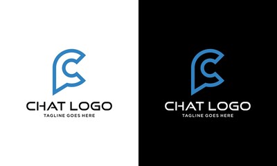 line art chat logo, speech bubble in the letter C, for a company logo or symbol