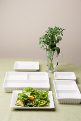 Various kinds of white dishes