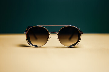 sunglasses in steampunk style with on dark background