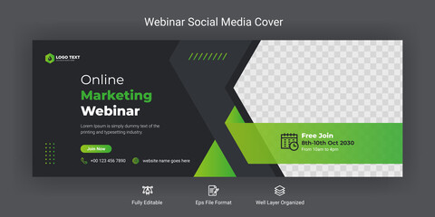 Online marketing webinar facebook cover banner template social media post