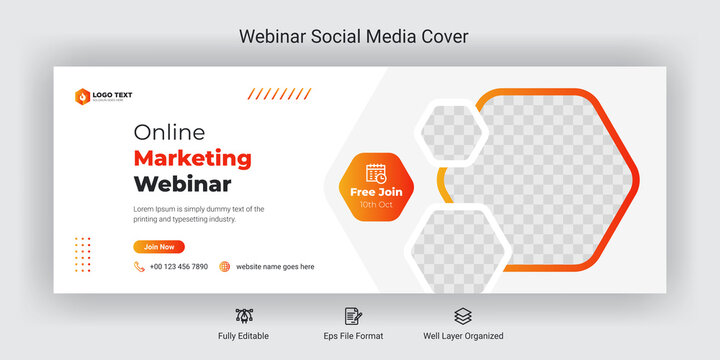 Online Marketing Webinar Facebook Cover Banner Template Social Media Post