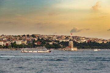 Cruise ship on a Bosphorus, Istanbul, Turkey.