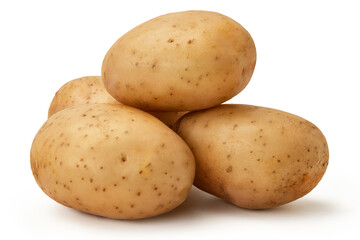 Young potato tubers isolated on white background.
