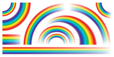 Obraz premium Colorful realistic rainbow collection isolated on white background. Vector illustration.